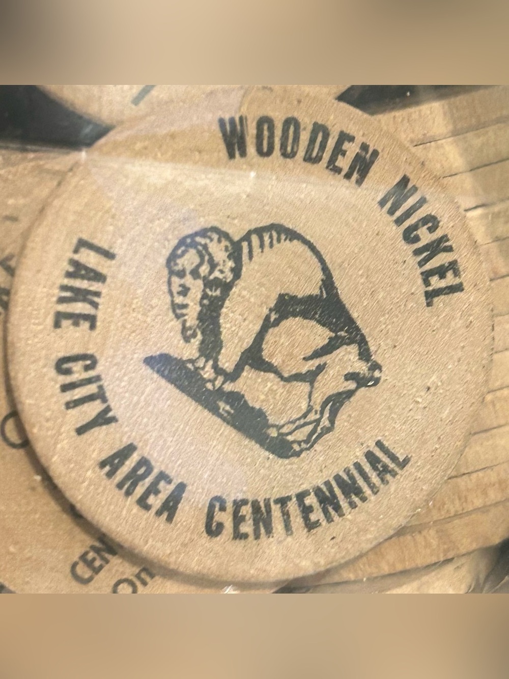 Vintage Lake City Area Michigan Centennial August 1968 Wooden Nickel Lot